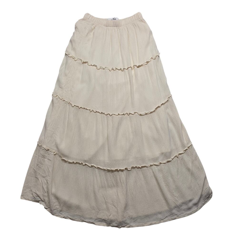 Hollister Cream Tiered Maxi Skirt Ultra High-Rise Boho XS